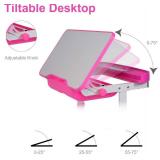 $129 Kids Desk and Chair Set, Height Adjustable, Tilt Desktop, Pink