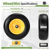 $76 13x5.00-6 Flat Free Lawn Mower Tire & Wheel, Zero Turn, 2pc