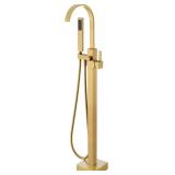 $370 Freestanding Bathtub Faucet Floor Mount Tub Filler, Brushed Gold