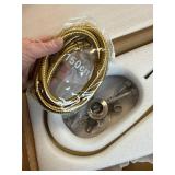 $370 Freestanding Bathtub Faucet Floor Mount Tub Filler, Brushed Gold