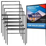 $180 6 Pack Real Estate Yard Signs: Metal H-Frame with Rider, Black