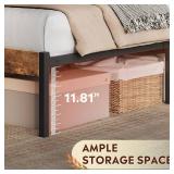 $85 WLIVE Full Size Bed Frame with Headboard, Metal, Rustic Brown