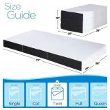 $212 Tri-Fold Memory Foam Mattress, 6in Twin, 75x38x6
