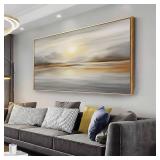 $89 Framed Wall Art Abstract Seascape Canvas Print 20x40in