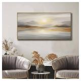 $89 Framed Wall Art Abstract Seascape Canvas Print 20x40in