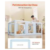 $235 PINK! VEVOR Clear Acrylic Dog Playpen Indoor 76x49x30 in, Waterproof