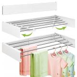 Wall Mounted Clothes Drying Rack 32 in, Foldable Wall Mount White
