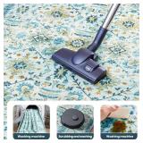 $76 Zentavio 8x10 Washable Area Rug, Vintage Non-Slip Floral Blue