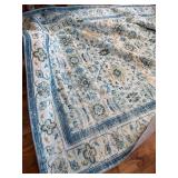 $76 Zentavio 8x10 Washable Area Rug, Vintage Non-Slip Floral Blue