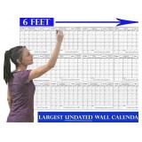$54 48x72" Laminated Erasable Wall Calendar Poster, 12 Months