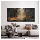$50 Canvas Wall Art: Landscape Yellow Forest 20x40 for Living Room