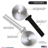 Rada Cutlery Pizza Cutter W221, 3" Stainless Wheel, USA, Black