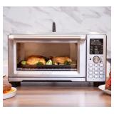 Nuwave Bravo Pro XL Convection Oven and Air Fryer with Probe. MISSING SHELVES. DENTED Inside Top Left Corner.  Door Seems to Shut Correctly. See Last Two Photos. - Retail: $249