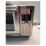 Nuwave Bravo Pro XL Convection Oven and Air Fryer with Probe. MISSING SHELVES. DENTED Inside Top Left Corner.  Door Seems to Shut Correctly. See Last Two Photos. - Retail: $249