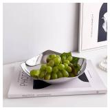 Premium Candy Bowl, Stainless Steel Decorative Bowl, Candy Dish for Office Desk, Key Bowl For Entryway Table, Silver Tray-Hand Mirror Polished -7.8 Inches - Retail: $17