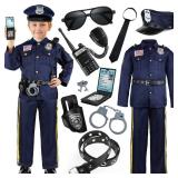 Police Officer Costume for Kids, Cop Costume Outfit Set with Toy Accessories, Halloween Costumes for Boys - Retail: $37