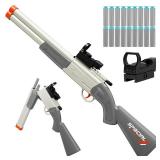 Toy Gun Double Barrel Shotgun Toy, 20 Soft Bullet Darts, Toy Foam Blaster Foam Dart Blaster with Scope for Kids, Youth, Teen, Boys-Holiday for 8-12 Year (White) - Retail: $33