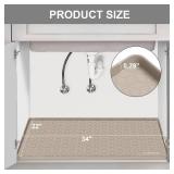 Under Sink Mat, 34 x 22" Waterproof Silicone Under Sink Tray for Kitchen & Laundry Cabinets, Kitchen Cabinet Shelf Protector, Up to 3.3 Gallons Liquid, Fits 36 inch Standard Cabinet - Retail: $24"