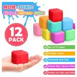 12 Pack Slow Rising Stress Cube, Dough Stress Balls Squishy Fidget Toys for Anxiety Relief, Soft Fidget Cube, Pull Stretch Squishy Toys for Classroom Prize, Party Favors for Kids Adults - Retail: $13
