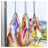 3 Pack 5" Large Crystal Prisms Suncatchers for Windows,120mm AB Colors Hanging Sun Catchers with Glass Prisms, Rainbow Prisms Maker Suncatcher Pendant for Home Garden Decor - Retail: $13