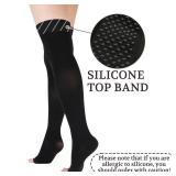 Lin Performance 15-20 mmHg Medical Compression Stockings for Women and Men Thigh High Dot-Top Open Toe Socks for Varicose Vein Swollen legs Travel Flight Pregnant(Black,XXL) - Retail: $15