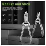 BEZOX Heavy Duty Podiatrist Toenail Clippers for Thick and Ingrown Nails, Stainless Steel Toe Nail Clipper, Toenail Tools - Silver - Retail: $20