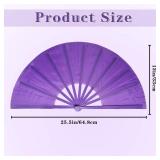 13inch Large Folding Hand Rave Fan, Clack Handheld Popping Fan Clacking Fans for Line Dancing ,Music Festivals, Carnival, Wedding, Home Decoration and Cooling in Various Occasions. (Purple) - Retail: 