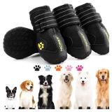 Dog Shoes, Dog Boots for Large Dogs, Waterproof Dog Booties Paw Protector for Summer Hot Pavement, Winter Snowy Day, Outdoor Walking, Indoor Hard Floors Anti Slip Sole Black Size 7 - Retail: $33