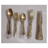 SHARECOOK Satin Finish 40-Piece Stainless Steel Flatware Set, Matte Gold Silverware, Dishwasher Safe - Retail: $46
