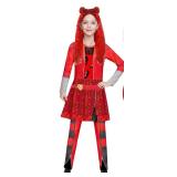 Princess Red Costume for Girls - Rise Red Jumpsuit Kids Dress Up Outfits for Halloween & Birthday Party Cosplay, 5-12Y. - Retail: $20