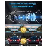 4 Modes Button Switch. AHD 1080P Backup Camera for Car 180Â°Wide Angle Rear Camera with Clear Night Vision 360°+45° Rotatable Front/Side/Rear View Camera IP69K Waterproof Reverse Camera Fisheye Le