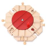 2 Pcs Wooden Train Track Expansion Packs Wooden Train Accessories 8 Way Wood Track Turntables Compatible with Most Tracks Brick Bridge for Toys Favor - Retail: $14