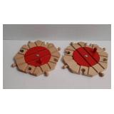 2 Pcs Wooden Train Track Expansion Packs Wooden Train Accessories 8 Way Wood Track Turntables Compatible with Most Tracks Brick Bridge for Toys Favor - Retail: $14