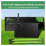 Golf Alignment Stick Holder with Adjustable Angle Plate, No Stab Ground Portable Golf Training Aid, Swing Plane Trainer to Fix Slices & Straighten Putts