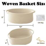 Small Woven Rope Basket-Empty Gifts Basket with Bag and Ribbons, Cute Handle Organizer Box for Birthday/Baby Shower, Toy Storage, Nursery Organizing & Shelf Decor(Cream) - Retail: $13