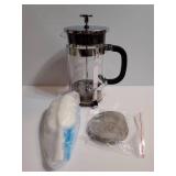 French Press Coffee Maker 304 Stainless Steel Coffee Press, with 4 Filters System, Heat Resistant Thickness Borosilicate French Press Glass, BPA-Free Brewed Tea Pot Coffee Plunger - Retail: $20