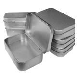 5Pcs Metal Hinged Tin Box Container Mini Portable Small Storage Container Kit with Lid for Home Storage 3.7x2.3x0.8 Inch, Silver - Retail: $10