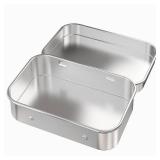 5Pcs Metal Hinged Tin Box Container Mini Portable Small Storage Container Kit with Lid for Home Storage 3.7x2.3x0.8 Inch, Silver - Retail: $10
