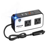 200W Car Power Inverter, PiSFAU DC 12V to 110V AC Car Plug Adapter Outlet with [20W USB-C] /USB-Fast Charger(18W) / 4.8A Dual USB/car Charger for Laptop - Retail: $20