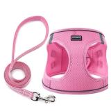 Dog Harness with Leash Set, No Pull Adjustable Reflective Step-in Puppy Pet Vest Harnesses for Small Medium Large Dogs and Cats, Pink XXS - Retail: $8