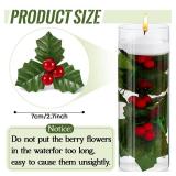 50 Pcs Christmas Holly Berries for Crafts Faux Berries Flowers and Holly Leaves Christmas Wreath Fillers for Vase Fillers Floating Candle Table Centerpiece (Red) - Retail: $17