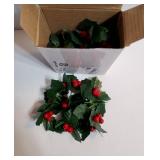 50 Pcs Christmas Holly Berries for Crafts Faux Berries Flowers and Holly Leaves Christmas Wreath Fillers for Vase Fillers Floating Candle Table Centerpiece (Red) - Retail: $17