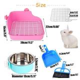 Rabbit Litter Box for Cage Bunny Corner Bedding Box Small Animal Litter Pan Hanging Pet Bowls Cage Potty Trainer Pet Toilet for Rabbit Bunny Guinea Pigs (Pink) - Retail: $21