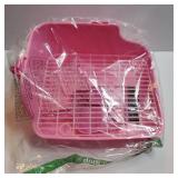 Rabbit Litter Box for Cage Bunny Corner Bedding Box Small Animal Litter Pan Hanging Pet Bowls Cage Potty Trainer Pet Toilet for Rabbit Bunny Guinea Pigs (Pink) - Retail: $21