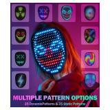 Led Mask with Gesture Sensing, Unisex Popular Halloween Led Lighted Face Transforming Mask for Costume Cosplay Party, Masquerade, Gifts - Retail: $29
