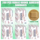 200 Pcs 1 Inch Adhesive Spot Bandage Round Fabric Adhesive Circular Small Face Bandages with Non Stick Pad Latex Free for Skin Wound Care - Retail: $10