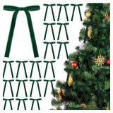 Dark Green 24 Pcs Velvet Bows Christmas Tree Ornaments Valentines Day Bows Decoration for Garland Home Coquette Wedding Decor (5 x 7 Inch,Width of 5/8) - Retail: $10"