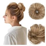 2PCs Small Cute Messy Bun Hair Piece for Thin Hair Women Mini Synthetic Curly Bun Scrunchies Updo Hairpieces Sahara Beige - Retail: $18