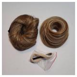 2PCs Small Cute Messy Bun Hair Piece for Thin Hair Women Mini Synthetic Curly Bun Scrunchies Updo Hairpieces Sahara Beige - Retail: $18