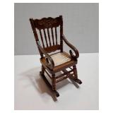 Dollhouse Miniature Rocking Chair 1:12 Scale Wooden Furniture Accessories Tiny Mini House Home Outdoor Cake Topper Decoration Model Living Room Scene Christmas Craft Displays (Brown) - Retail: $9